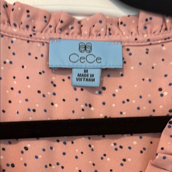 CeCe Pink Mandarin Collar Ruffled Blouse - Picture 2 of 8